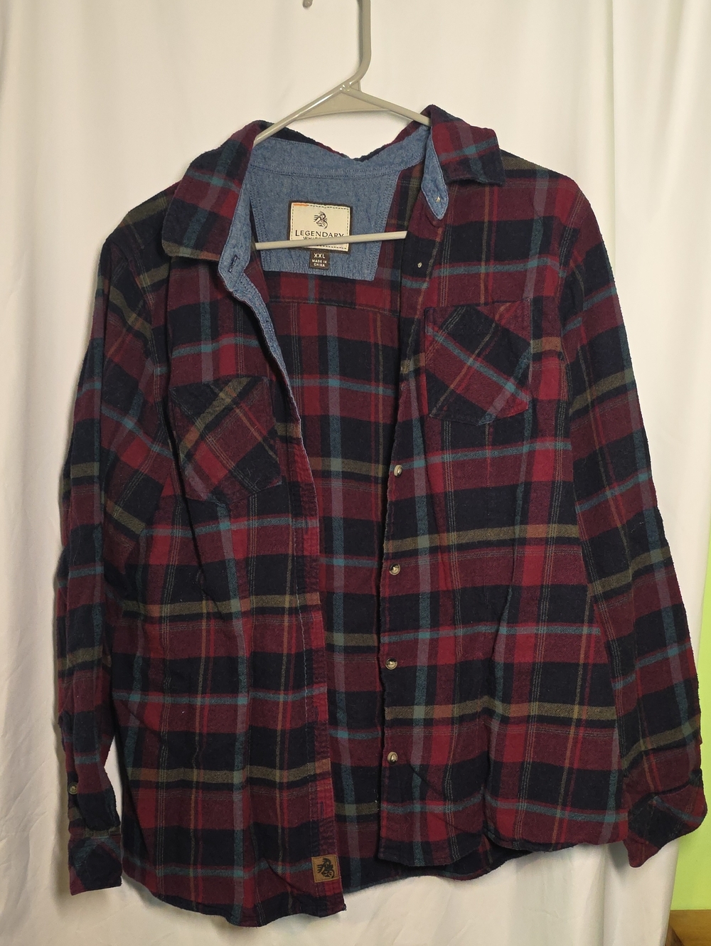 Legendary Whitetails Burgundy, Navy & Green Plaid Flannel Shirt